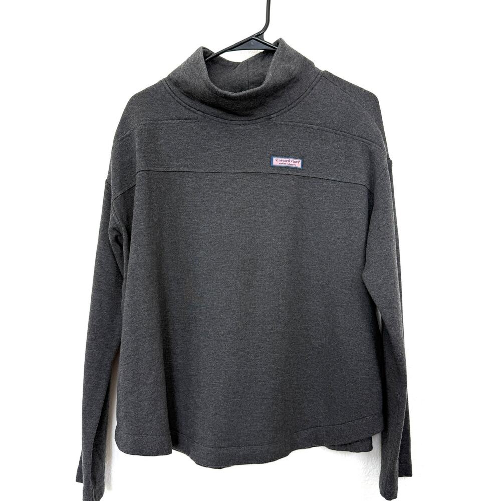 Vineyard‎ Vines Funnel Neck Pullover Gray Size M Rayon Blend Cozy Minimalist